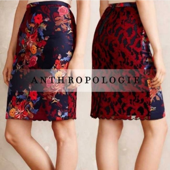 Anthropologie Dresses & Skirts - Leifsdottir Quinn Pencil Skirt Floral & Lace Lined